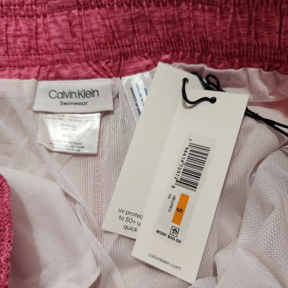 Calvin Klein Men's Swim Trunks Shorts Drawstrings Lined 4 Pockets 50 UPF+ Size S